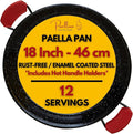 Paelluxe Paella Pan Enameled No-Rust Steel Skillet - 18 Inch, 12 Servings | Outdoor Propane Burner Only - Too Wide for Kitchen Stoves & Ovens. 1.2mm Carbon Steel, Easy-Clean Enamel, Handle Holders