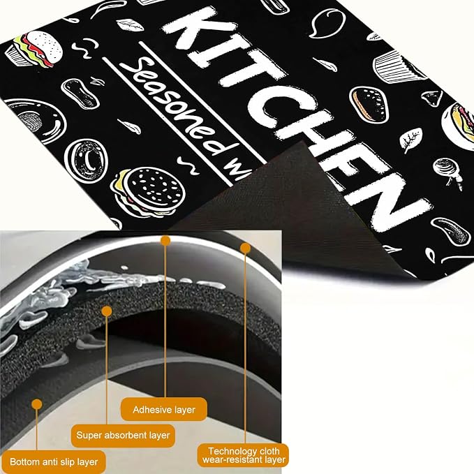 HOMETITUTE Kitchen Seasoned with Love Stove Cover 28x20 Diatomite Mat