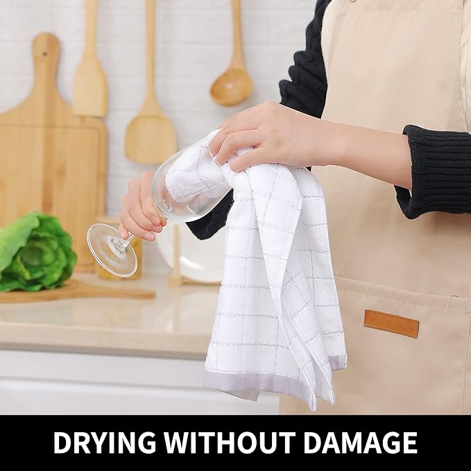 Homaxy 100% Cotton Terry Kitchen Towels, 6 Pack, White | Ultra Soft and Absorbent Dish Towels for Kitchen, Suitable for Drying and Washing Dishes