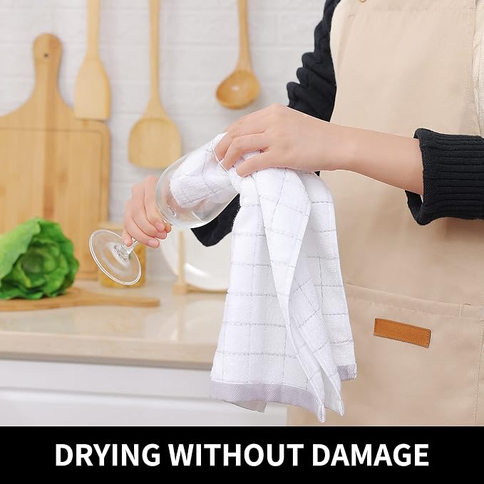 Homaxy 100% Cotton Terry Kitchen Towels, 5 Pack, White | Ultra Soft and Absorbent Dish Towels for Kitchen, Suitable for Drying and Washing Dishes