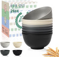 Premium Wheat Straw Bowls 8 PCS Unbreakable Bowl for Kitchen Cereal Bowls Lightweight Bowl Set, Reusable Microwave and Dishwasher Safe Bowl Set for Soup,Ramen,Salad(Grey Stone, 26 OZ)