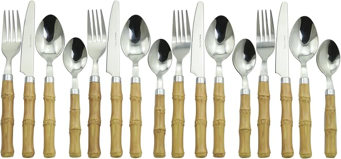 Gypsy Color Beyond Bamboo Stainless Steel Flatware Collection, Set of 16