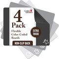 Cooler Kitchen Extra Thick Flexible Cutting Mat Set With Food Icons & EZ-Grip Back (Set Of 4 Mats) - Flexible Cutting Boards for Kitchen - Flexible Plastic Cutting Board Set (Black and White)…