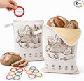 Beeswax Bread Bags for Homemade Sourdough Wide Zipper Access Reusable Bag | 17" x 13" Cotton Linen Bread Storage Bag with Handle & Date Labels, Keeps Loaves Fresh Longer, Freezer Friendly, Eco Friendly