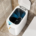 MUEE 3.5 Gal Automatic Bagging Bathroom Trash Can, Motion Sensor, White | Slim rechargeable design for bedrooms, offices and compact spaces; Type-C charging, liner suction and one-touch bag gathering