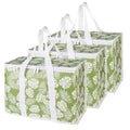 Bodaon 3-Pack Insulated Reusable Grocery Shopping Bags, X-Large Picnic Cooler Bag with Secure Top Cold, Green-Leaf