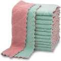 kimteny 12 Pack Dish Cloths for Washing Dishes | Super Absorbent Microfiber Kitchen Dish Rags, Fast Drying Coral Velvet Dish Cloths for Kitchen Counter and Dishes, Pink-Green