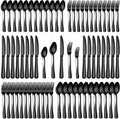 PHILIPALA 60 Piece Black Silverware Set, Stainless Steel Flatware Set for 12 Food Grade Cutlery Utensil Set Include Knife Fork Spoon Mirror Polished Dishwasher Safe