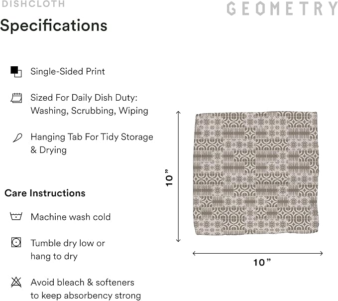 GEOMETRY Kitchen Dish Cloths - Spring & Summer Collection - Premium Dishcloths with Geoweave - Absorbent & Fast Drying Kitchen Towels - Sandy, 10" x 10" - 3-Pieces