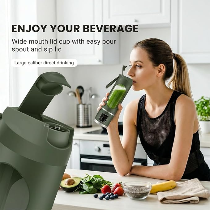 Lilogi Portable Blender, 500ML Blenders for Smoothies with LED Display | 12-Blade USB-C Rechargeable Blender, Travel Blender Cup for any kitchen, office, outdoor, travel, gym or sports