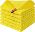 Kitinjoy 100% Cotton Waffle 6-Pack Kitchen Towels, 12" x 12", Yellow | Ultra Absorbent, Super Soft, lightweight, Quick Drying Dish Rags for Washing Dishes