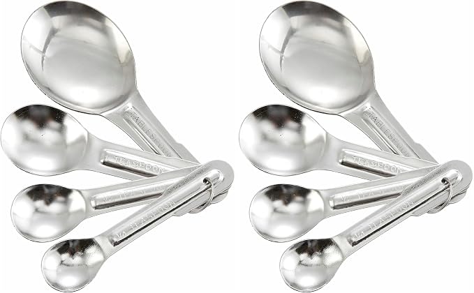 Winco 4-Piece Stainless Steel Measuring Spoon Set (Pack of 2)