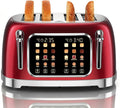 RONGBEST Retro 4 Slice Stainless Steel Toaster with Wide Slot Touch Screen for Family Breakfast, Reheat & Defrost, 6 Browning Levels for Bagel & Bread, Easy Removable Crumb Tray, Red Pearl