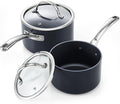 Cooks Standard Classic 2 Quart and 3 Quart Nonstick Saucepan Set with Glass Lids, Hard Anodized Non Stick Sauce Pans, Small Kitchen Cooking Sauce Pots Milk Pans, Dishwasher Safe Cookware, Black
