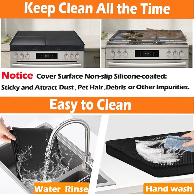 Gas Stove Covers For Gas Stove Top,with Built-in Hard Board,24"x20" | Outer fiberglass Stove top covers for gas burners keep clean,extra countertop space gas stove top cover,Foldable,Waterproof