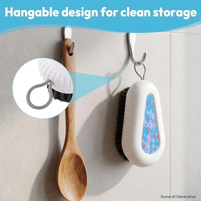 Fruit and Vegetable Brush, Multi-Purpose Produce Scrubber Brush with Non-Slip Handle & Hanging Loop