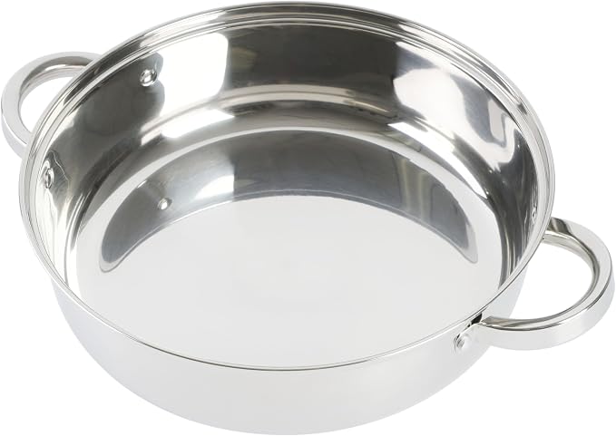 Oster Sangerfield 11-Inch Stainless Steel Everyday Cookware Pan with Steamer and Lid – Durable Nonstick Frying Skillet for Kitchen Cooking (Pack of 2)