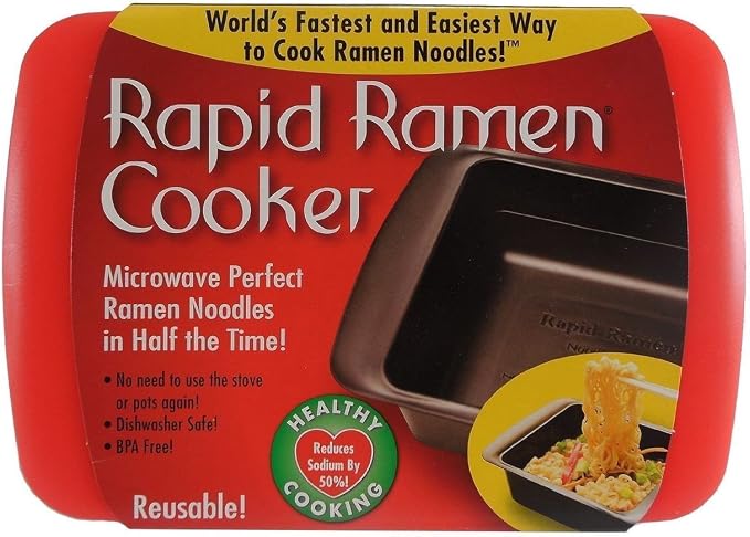Rapid Ramen Cooker | Microwavable Cookware for Instant Ramen | BPA Free and Dishwasher Safe | Perfect for Dorm, Small Kitchen or Office | Red