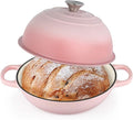 Enameled Bread Oven 10" Dutch Oven Pot with Lid Bread Dutch Oven Pink | for Sourdough Bread Baking, 6 Quarts Bread Pan with Dome Lid, Non-stick Cookware for Homemade Bread