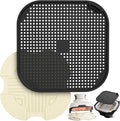 2 PCS Silicone Trivet & Splatter Shield for Ninja Crispi (Off White&Black) | Heat Resistant & Non-Slip Silicone,Blocks Oil Splashes,Guards Countertops,Reusable, Easy To Clean,Dishwasher Safe