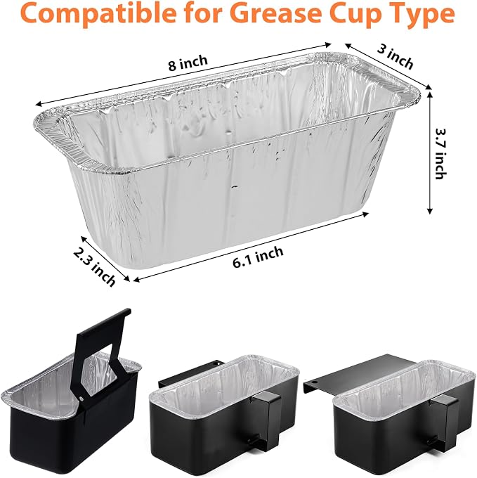 50-Pack Griddle Accessories for Blackstone - Grease Cup Liners Compatible with Blackstone 5017 Griddle, Aluminum Foil Drip Pan Disposable Grease Catcher Tray for 17, 22, 28, 36 Inch