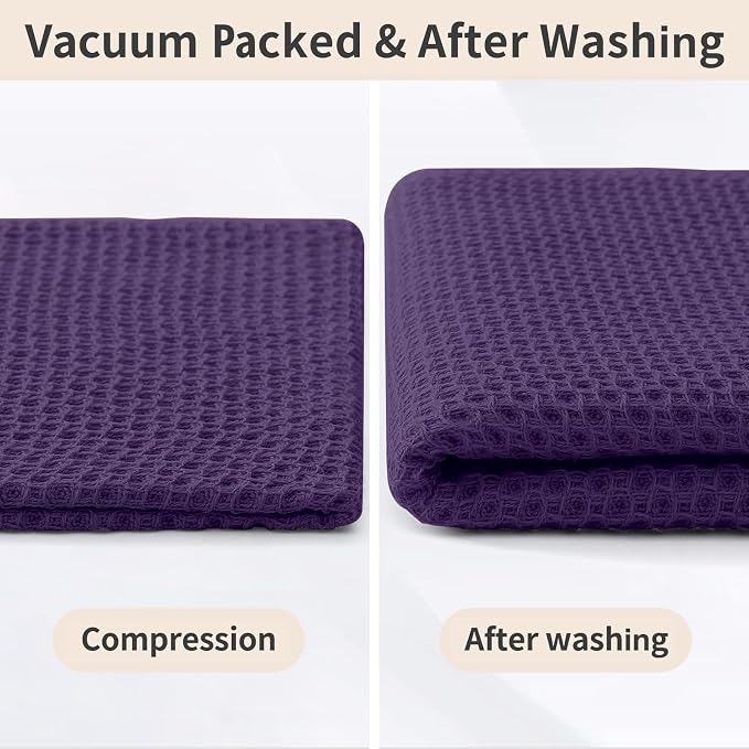 Homaxy 8 Pack 100% Cotton Kitchen Towels and Dishcloths Set, Eggplant | 12 x 12 Inches and 13 x 28 Inches Kitchen Towels Set, Ultra Soft Absorbent Dish Cloths for Washing Dishes