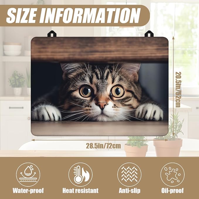 Cute Cat Stove Top Covers for Electric Stove, Electric Gas Stove Pad Heat Resistant Range Cooktop Protector for Home Decor Kitchen 28"x20"