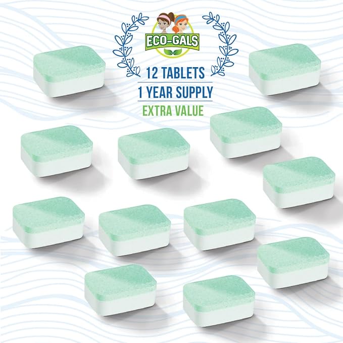 Eco-Gals Eco Swirlz Washing Machine Cleaner with Bonus Eco Scrubz Dishwasher Cleaner Add On 36 Count Deep Cleaning Tablets