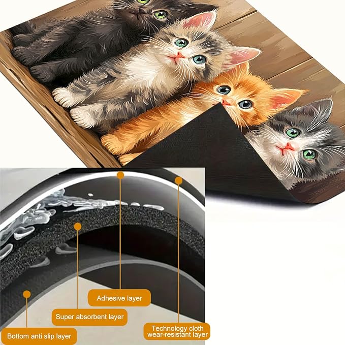 HOMETITUTE Four Cute Cats Stove Top Cover 28x20 Diatomite Mat