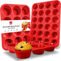 Walfos Silicone Muffin Pan - Cupcake Pans Set of 3, Including 24 Cups Mini Muffin Pans, 12 Cups Regular & 6 Cups Jumbo Muffin Pan, Release Easily - BPA Free & Dishwasher Safe
