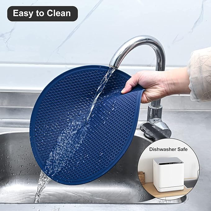 Silicone Microwave Mat - Round Heat-Resistant Pad, Non-Slip Trivet, 12" | Reusable Jar Opener, Pot Plate Holder, Grey