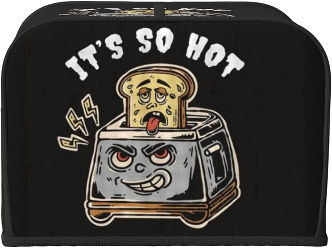 Toaster Cover 4 Slice with Cartoon Toast Pattern Dustproof Bread Maker Cover Fingerprint Bakeware Protection Wide Slot Toaster Bag Reusable Kitchen Small Appliance Cover