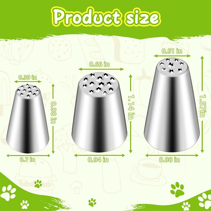 Suuker 3 Pieces Grass Piping Tips Set | 304 Stainless Steel, 233 234 29, Cake Decorating Tips, For Cupcakes, Cake, Cookie