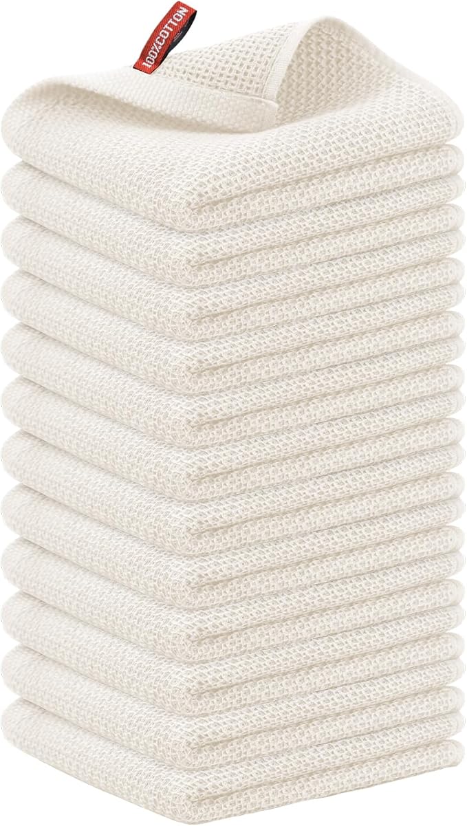 Nialnant 12 Pack Kitchen Dish Towels,100% Cotton | Hand Towels for Kitchen, Soft & Absorbent Dish Cloths for Washing Dishes,Cleaning Rags - 13x28in
