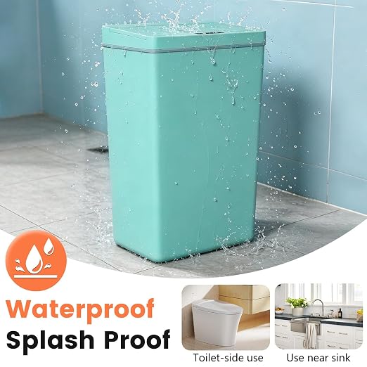 BestOffice 13 Gallon Kitchen Trash Can, Touchless Automatic Lid, Blue | Plastic, Hands-free disposal, Odor Control, ,Wipe-clean surface,50Liter for Kitchen, Office, Indoor Use