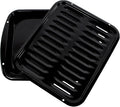 Certified Appliance Accessories Large 2-Piece Broiler Pan & Grill Set Porcelain-on-Steel 16-1/2"x12-3/4"x1-3/4", Universal, Whirlpool, Broiler Pan for Oven, Black