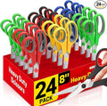 BURVAGY 24 Pack 8" Scissors All Purpose, Heavy Duty Scissors for Office | Scissors Bulk Multipurpose Comfort-Grip Sharp Adult Office Scissors Set Sewing Fabric Stainless Steel Blades, Right/Left Hand