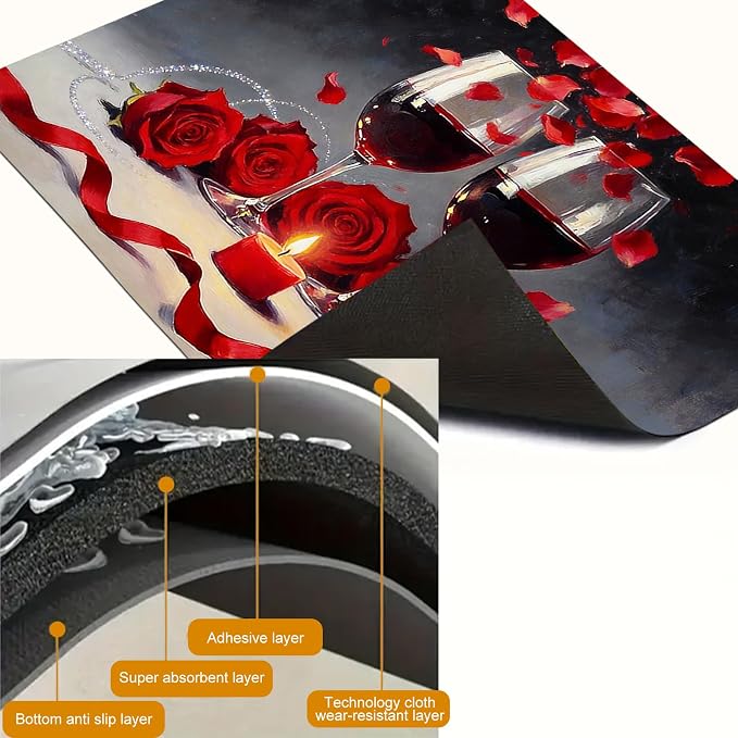 HOMETITUTE Spring Stove Top Cover 28x20 Rose Wine Heat Resistant Glass Protector