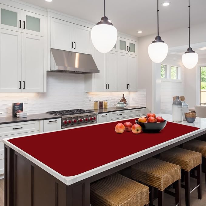 Silicone Protector Mat 47x24 Inch,Red | 1.3mm silicone mat, heat resistant, non-slip & waterproof. Ideal for baking, painting, resin, welding and table protection.