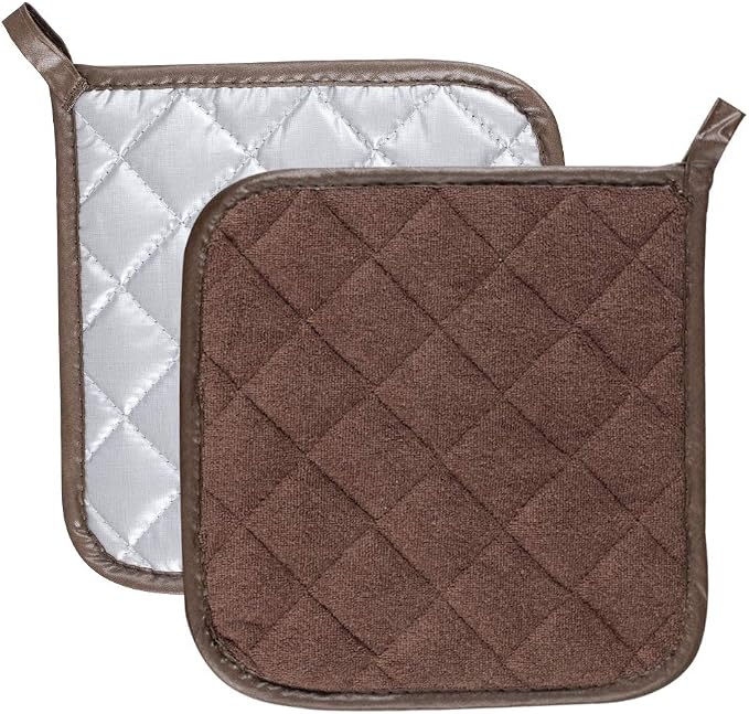 Joyhalo 6 Pack Pot Holders for Kitchen Clearance | Cotton Oven Holder with Great Heat Resistance, Potholders Sets for Kitchen, Countertops, Hot Pots and Pans, Brown