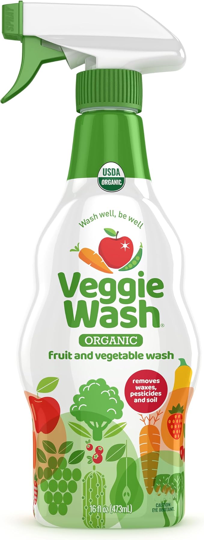 Veggie Wash Organic Fruit and Vegetable Wash, 16 Fluid Ounce | Ideal for Cleaning Produce, Vegan, Plant-Derived Ingredients, Unscented, No Parabens or Harsh Surfactants, Packaging May Vary
