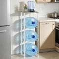 OYEAL Water Bottle Storage Holder 5 Gallon Drink Dispenser Stand with Table 3-Tier Heavy Duty Water Cooler Jug Rack Water Bottle Organizer for Kitchen, Office, Living Room, Rustic Grey