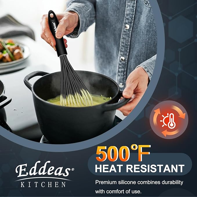 Whisks For Cooking Up To 500°F Silicone Whisk tool Non-Scratch | 500 °F Heat Resistant,Heavy Duty,Non-Scratch Balloon Kitchen Wisking Wisk tool Set, for Blending, Dishwasher Safe