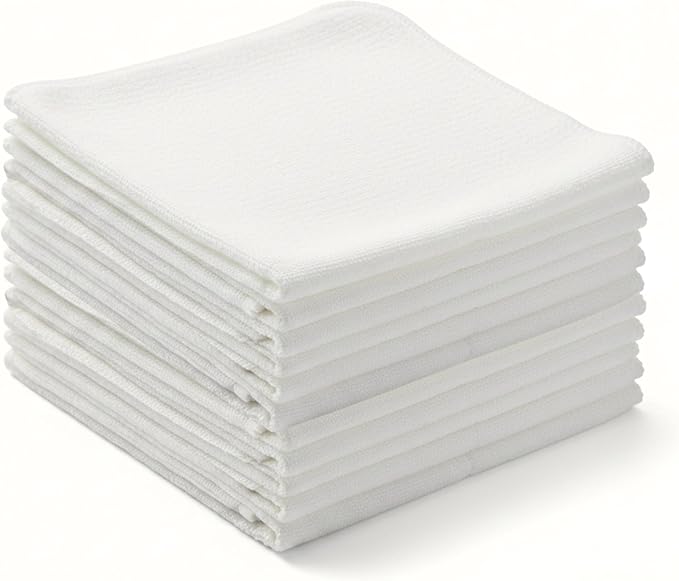 Flour Sack Shop Towels, Natural Cotton Cleaning Towels 14" x 12", Pack of 12 Reusable Absorbent Towels for Garage, Automotive, Workshop, Kitchen Cleaning, Polishing, Dusting & Multi-Purpose Use
