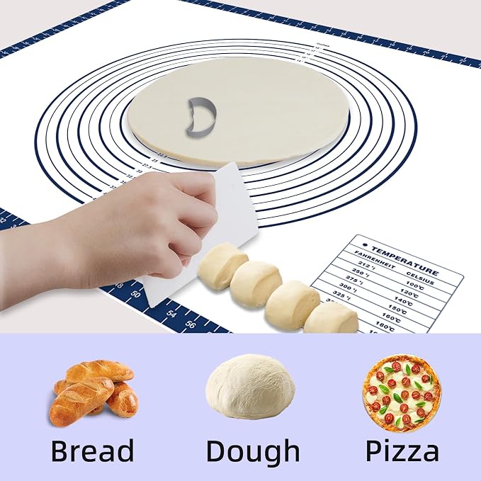 Pastry Dough Mat Silicone Baking Mats for Rolling Out Dough,Kneading Sheet,Silicone Sheet for Kitchen Counter blue, 24 * 32in