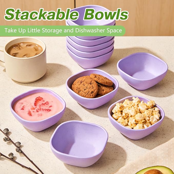 SHECIPIN 12 Pack Unbreakable Dipping Bowls, 4.5 OZ Soy Sauce Dishes，dipping sauce cups，small bowls for dips (Elegant purple)