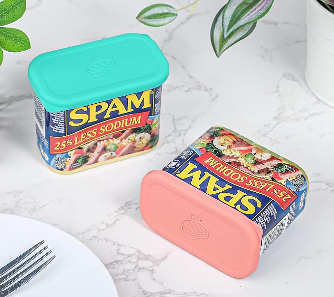 Silicone Can Lids for SPAM Canned Meat 12 oz, LFGB Platinum Silicone Can Covers for Food Storage, Freezer Dishwasher Safe, Set of 2