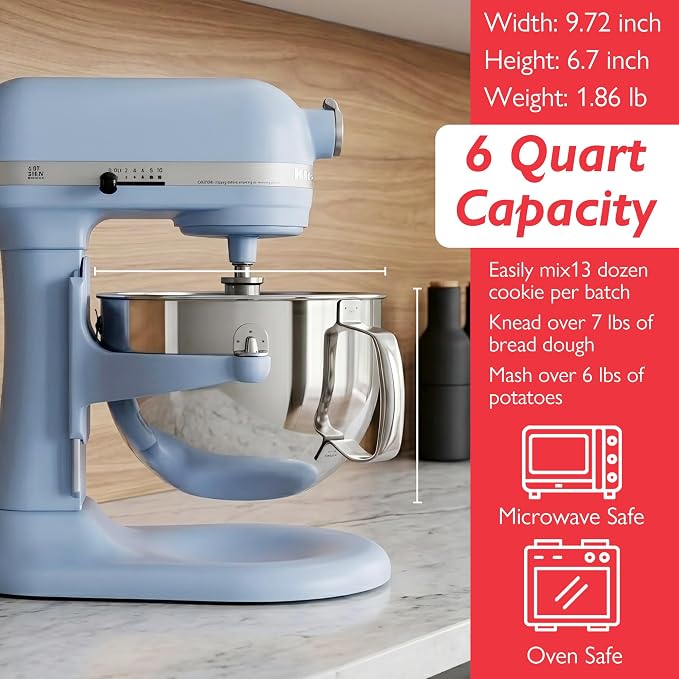 6Qt Stainless Steel Mixer Bowl & KN256 Whisk for Kitchenaid Bowl Lift Mixer | 18/8 Stainless Steel, Heavy Duty, Dishwasher Safe, Mixing Bowl and Whisk Attachment for Kitchenaid KP26, KL26, KT26