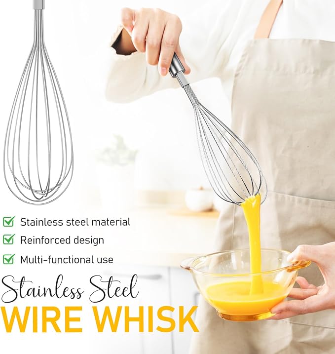 Multifunction cake salad hand tools thicken metal Whisk brass egg gold whisks for cooking steel wire gilded Whisk Kitchenware multipurpose cooking supplies (Silver)