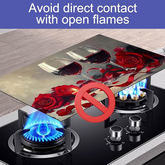 HOMETITUTE Romantic Rose Wine Stove Top Cover 28x20 Diatomite Mat